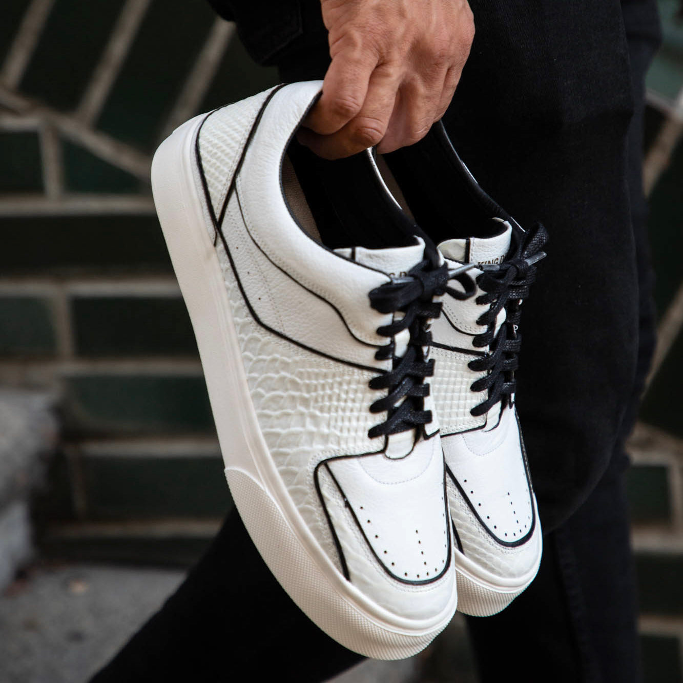 OUTLET York Crocodile Blanco - Zapato Crocodile Luxury Hombre en Cuero Grabado