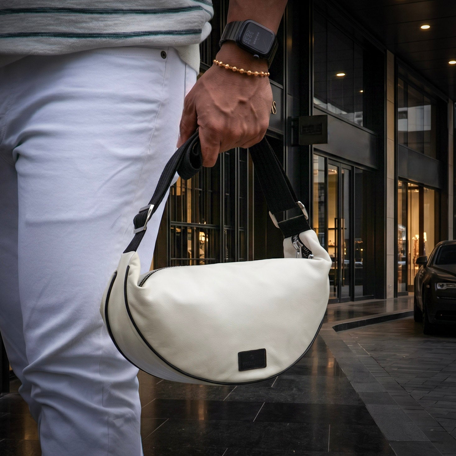 Crossbody Bag Beige - Bolso Premium Unisex en Cuero Genuino