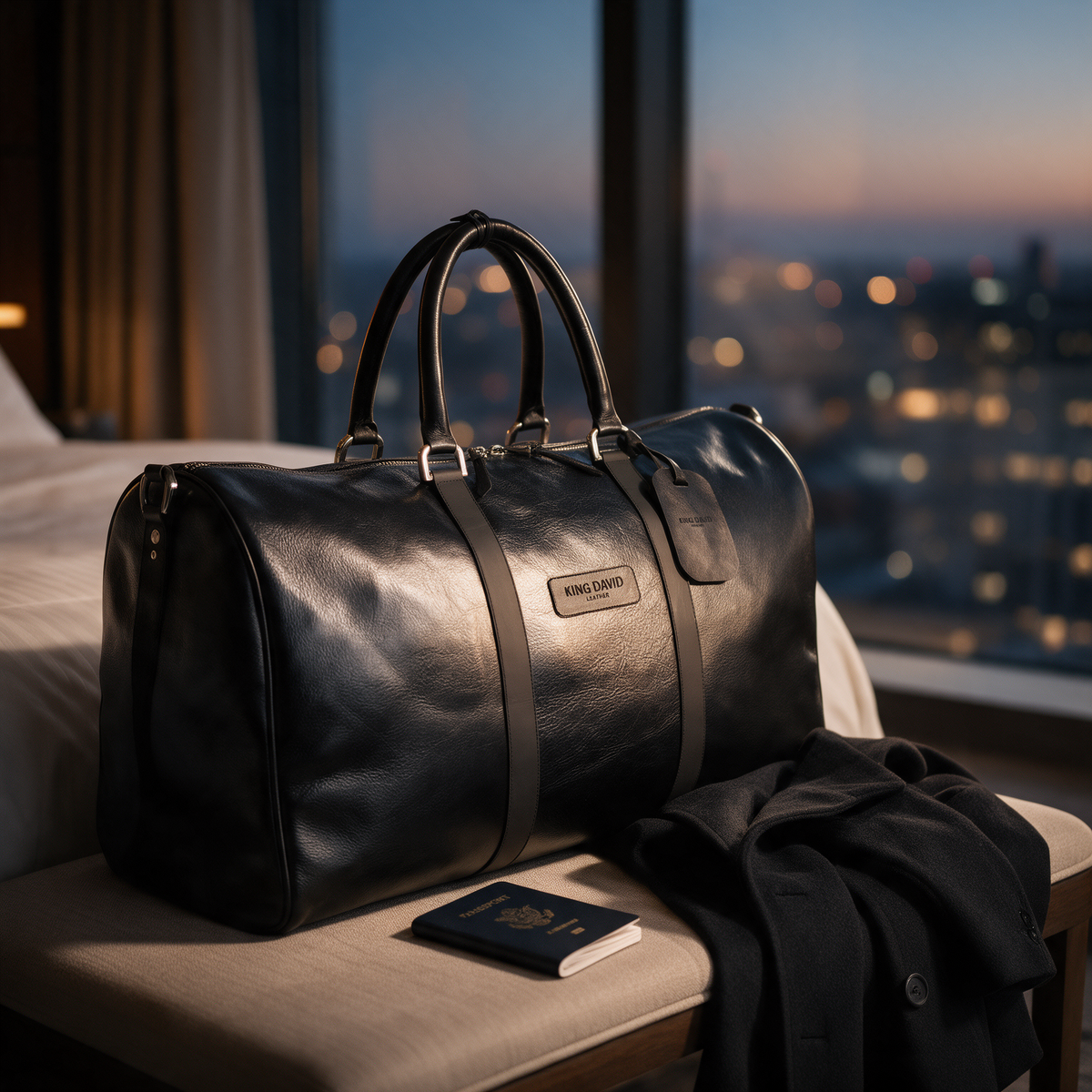 Bag King Travel Liso Negro King David Leather - bolso de viaje en suite de hotel