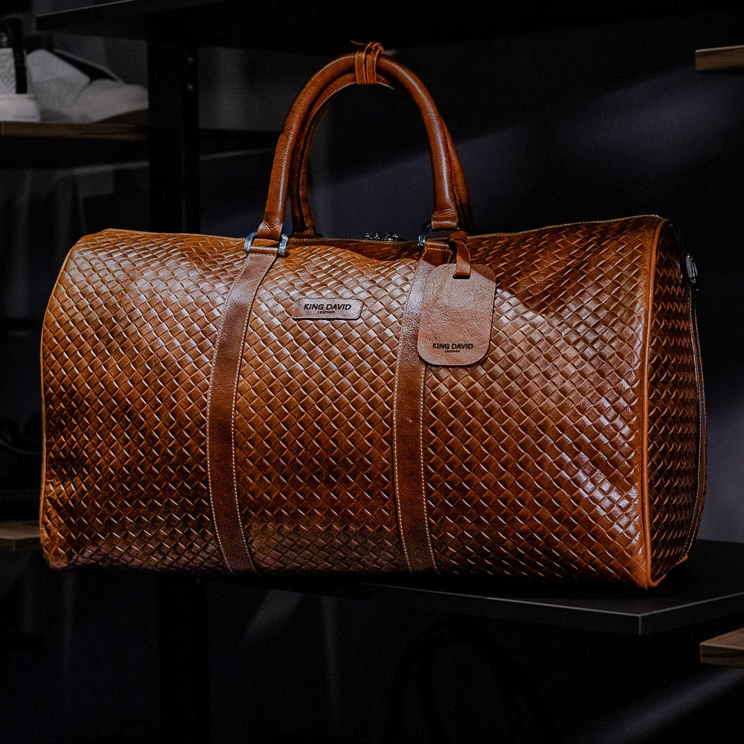 Bag King Travel Grabado Miel - Bolso de Viaje Premium Hombre en Cuero