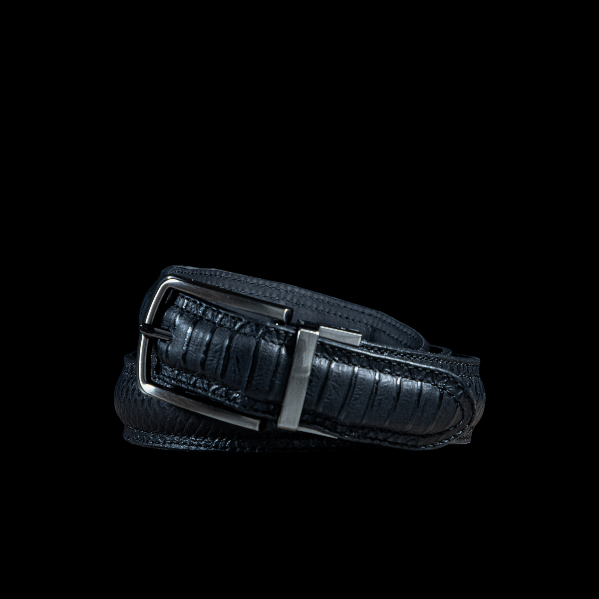 CINTURÓN APIEZADO CROCODILE NEGRO