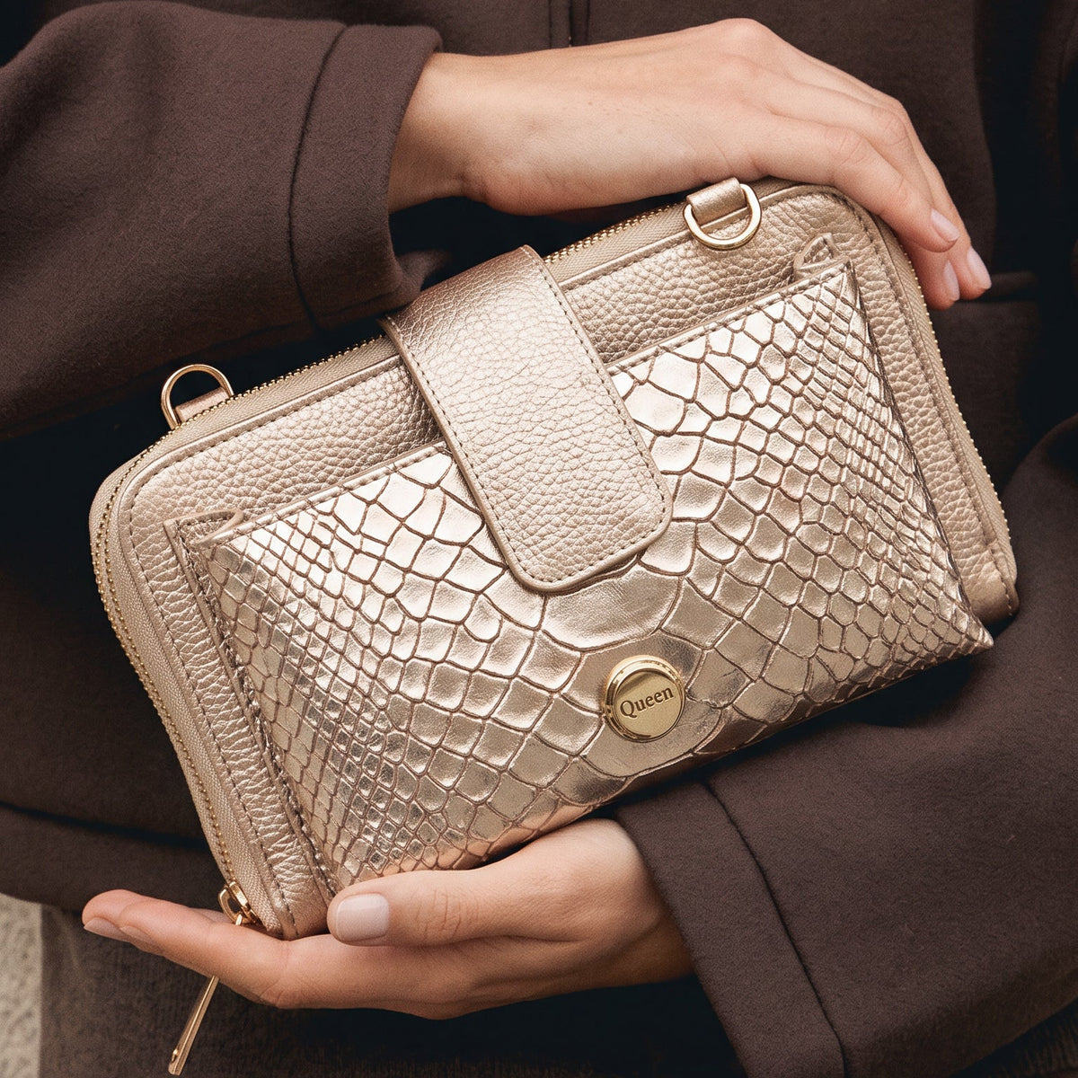 Charlotte Oro Croco - Bolso Luxury Mujer en Cuero