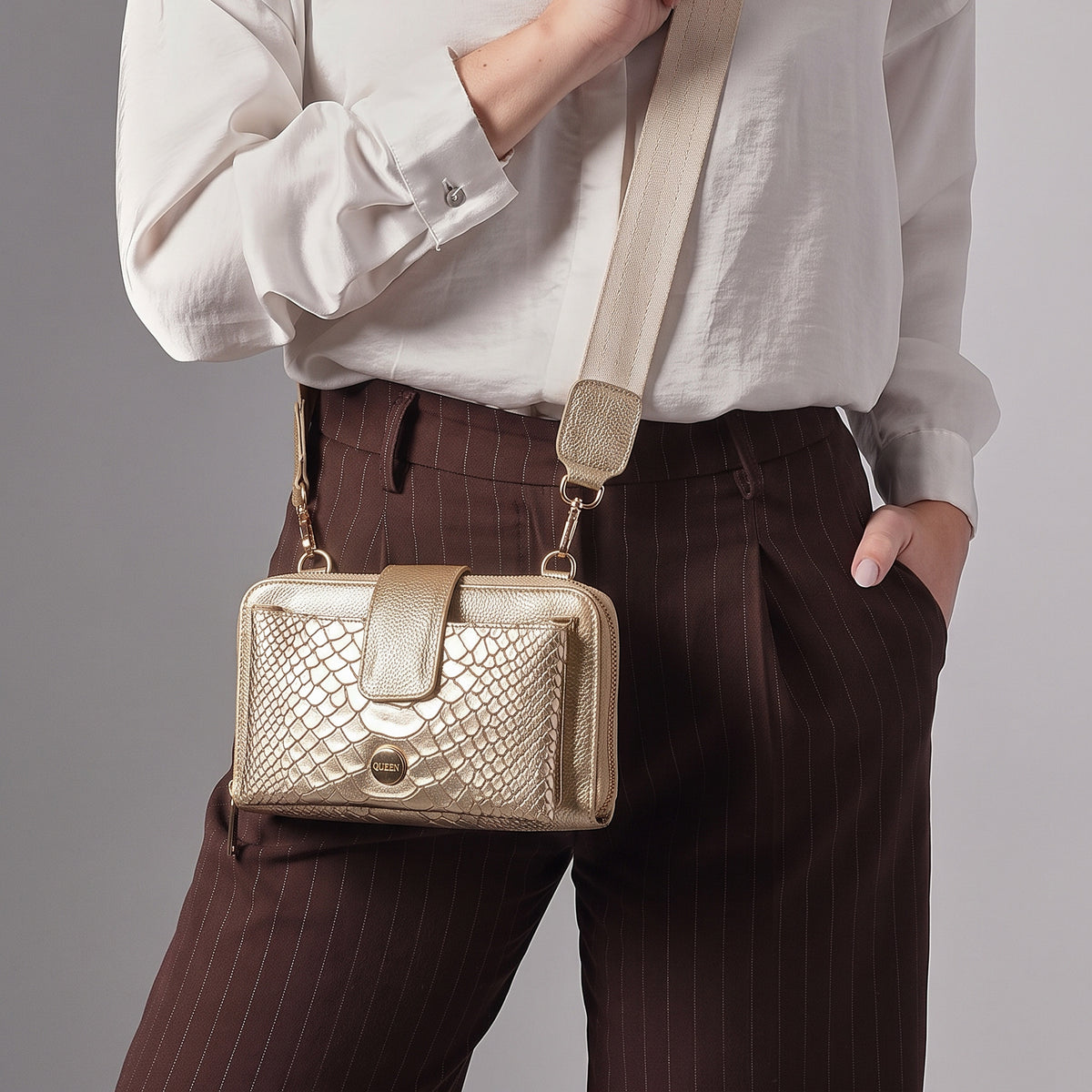 Charlotte Oro Croco - Bolso Luxury Mujer en Cuero