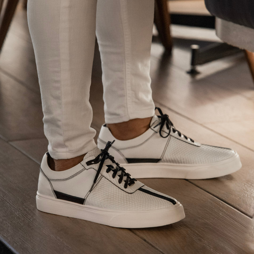 Feldkirch Crocodile Blanco - Zapato Crocodile Luxury Hombre en Cuero Grabado