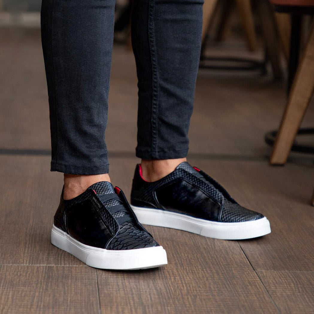 OUTLET Noruega Crocodile Negro - Zapato Crocodile Luxury Hombre en Cuero Grabado