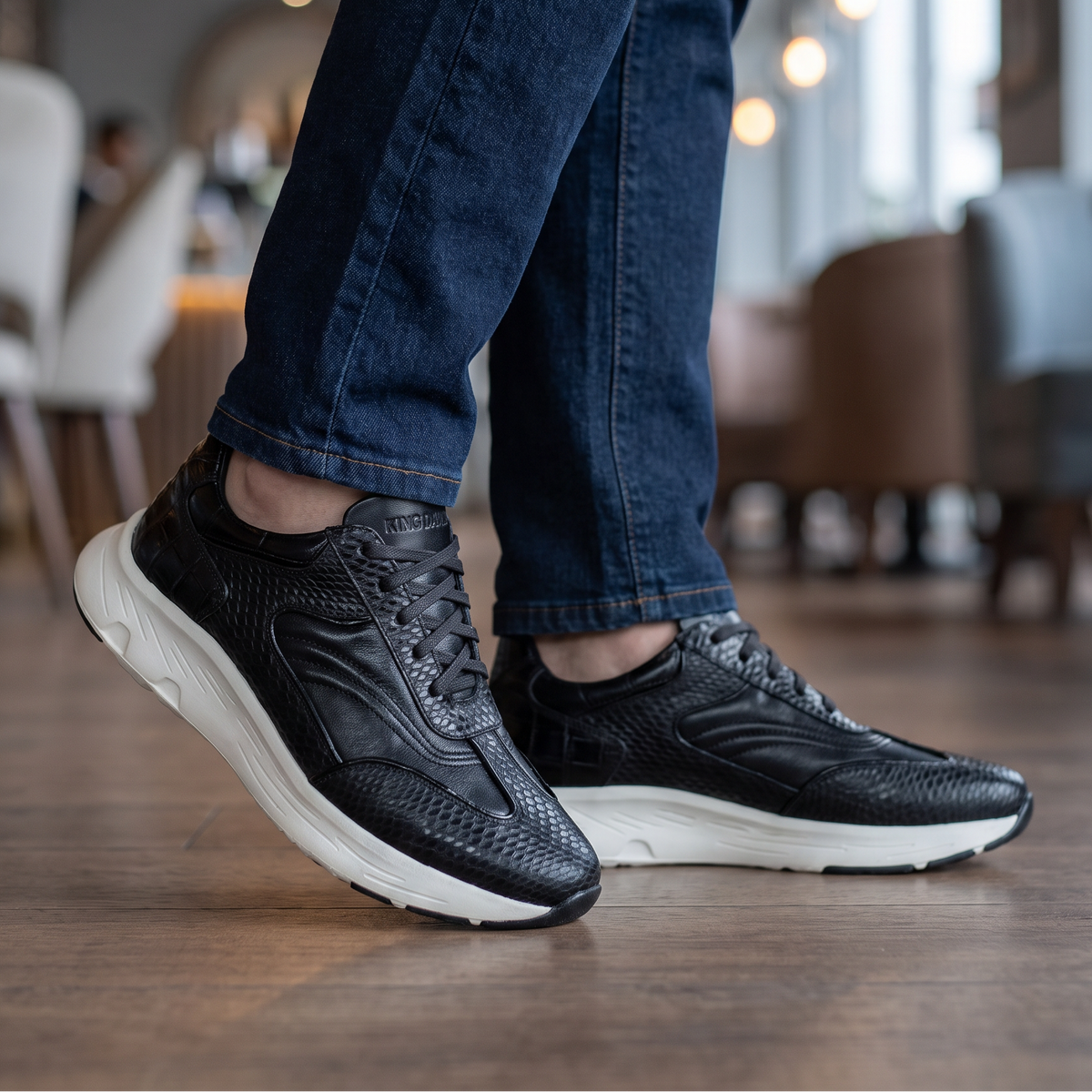 Hamburgo Negro x Blanco - Zapato Casual Elegante Hombre en Cuero