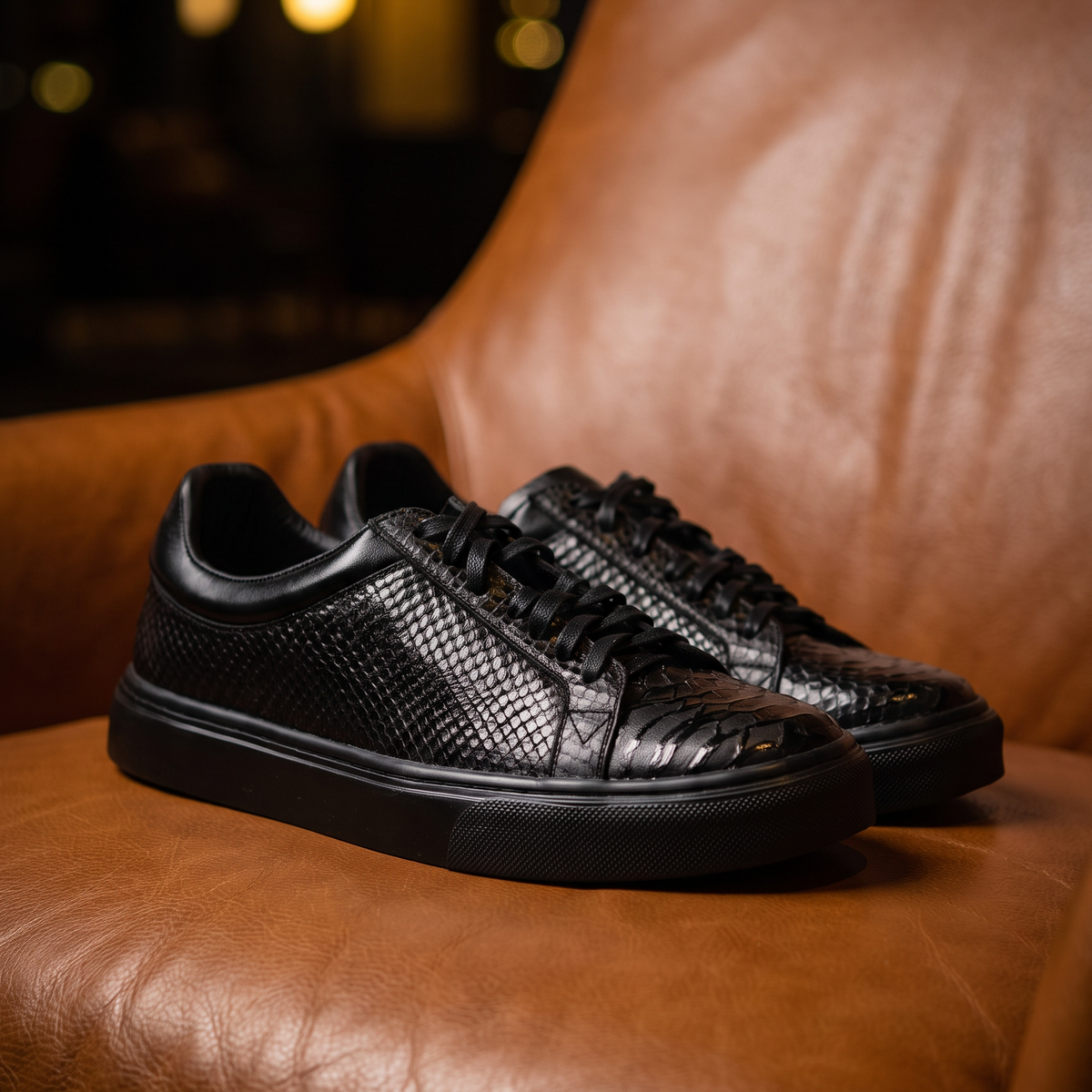 Nashville Crocodile Negro - Zapato Crocodile Luxury Hombre en Cuero Grabado