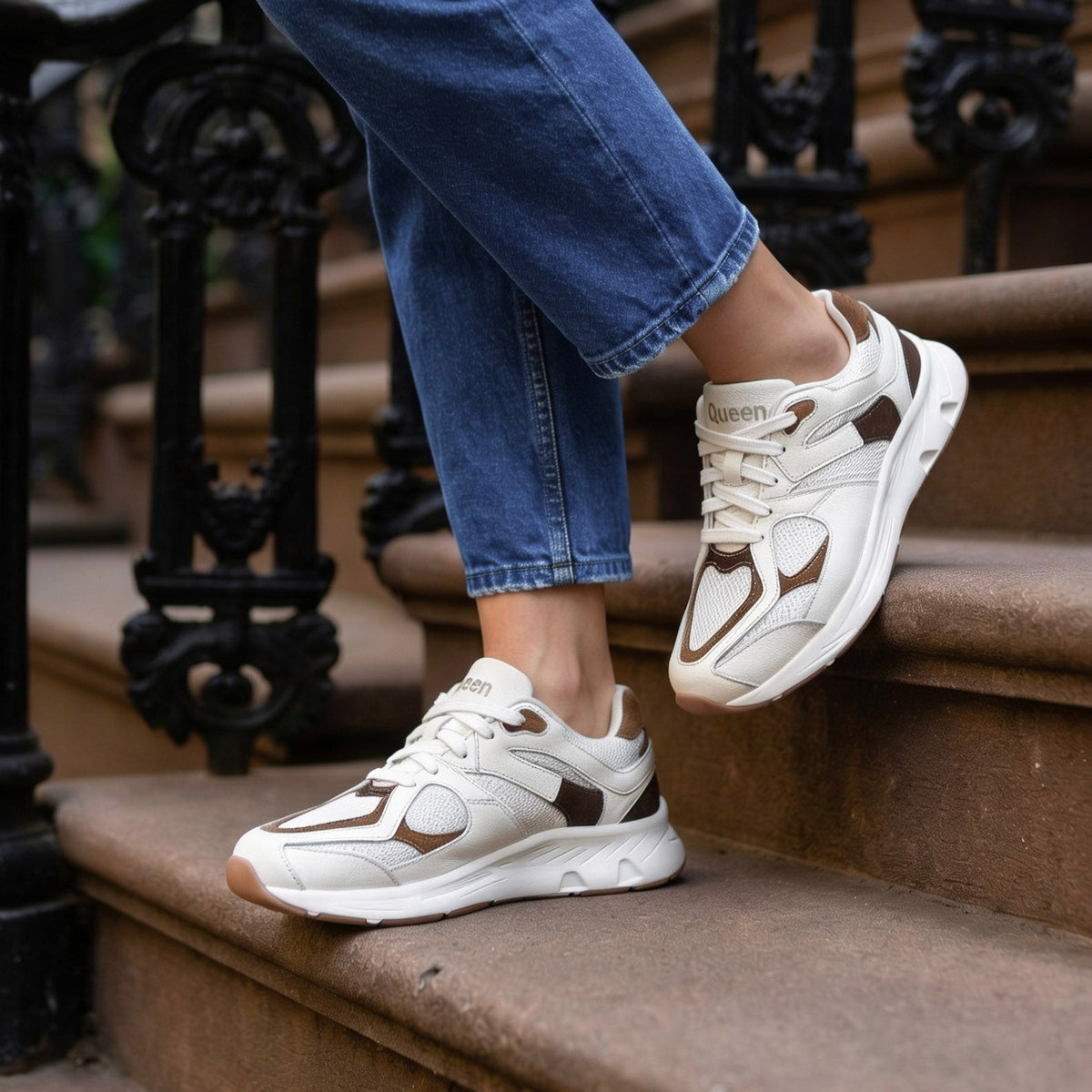 Singapur Blanco x Miel - Zapato Casual Mujer en Cuero