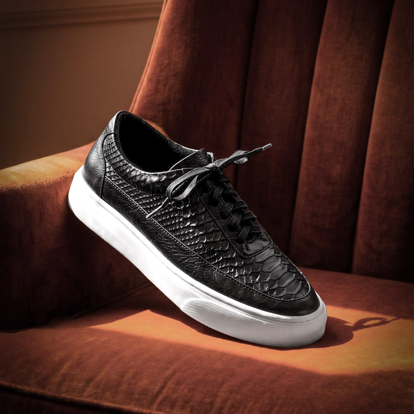Houston Crocodile Negro - Zapato Crocodile Luxury Hombre en Cuero Grabado